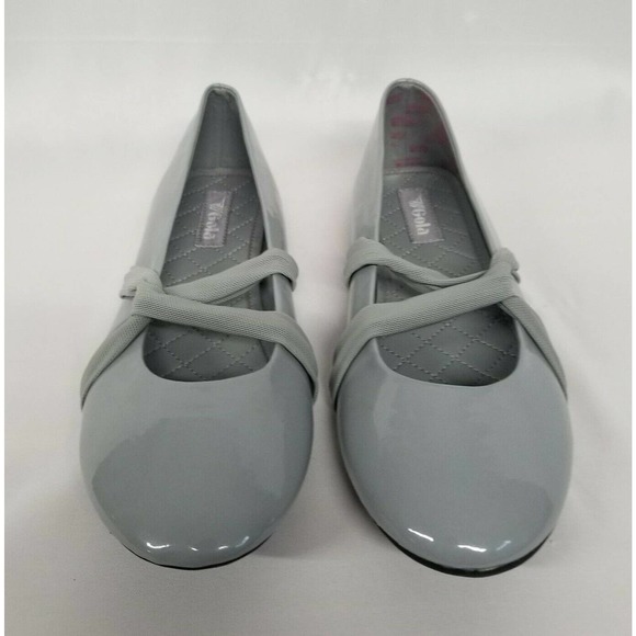 Gola Gray Faux Patent Leather Slip On Ballet Flats - Picture 2 of 12